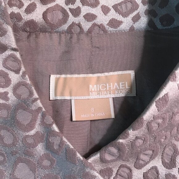 Michael Kors Leopard Print Silver Gray Trapeze Blazer Jacket - Picture 6 of 8